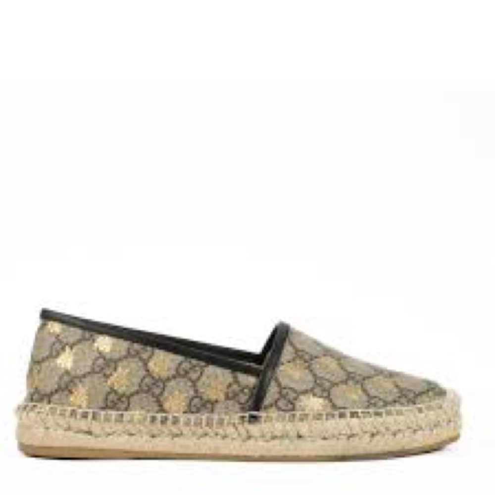 Gucci GG Supreme Monogram Bees Espadrille Flats